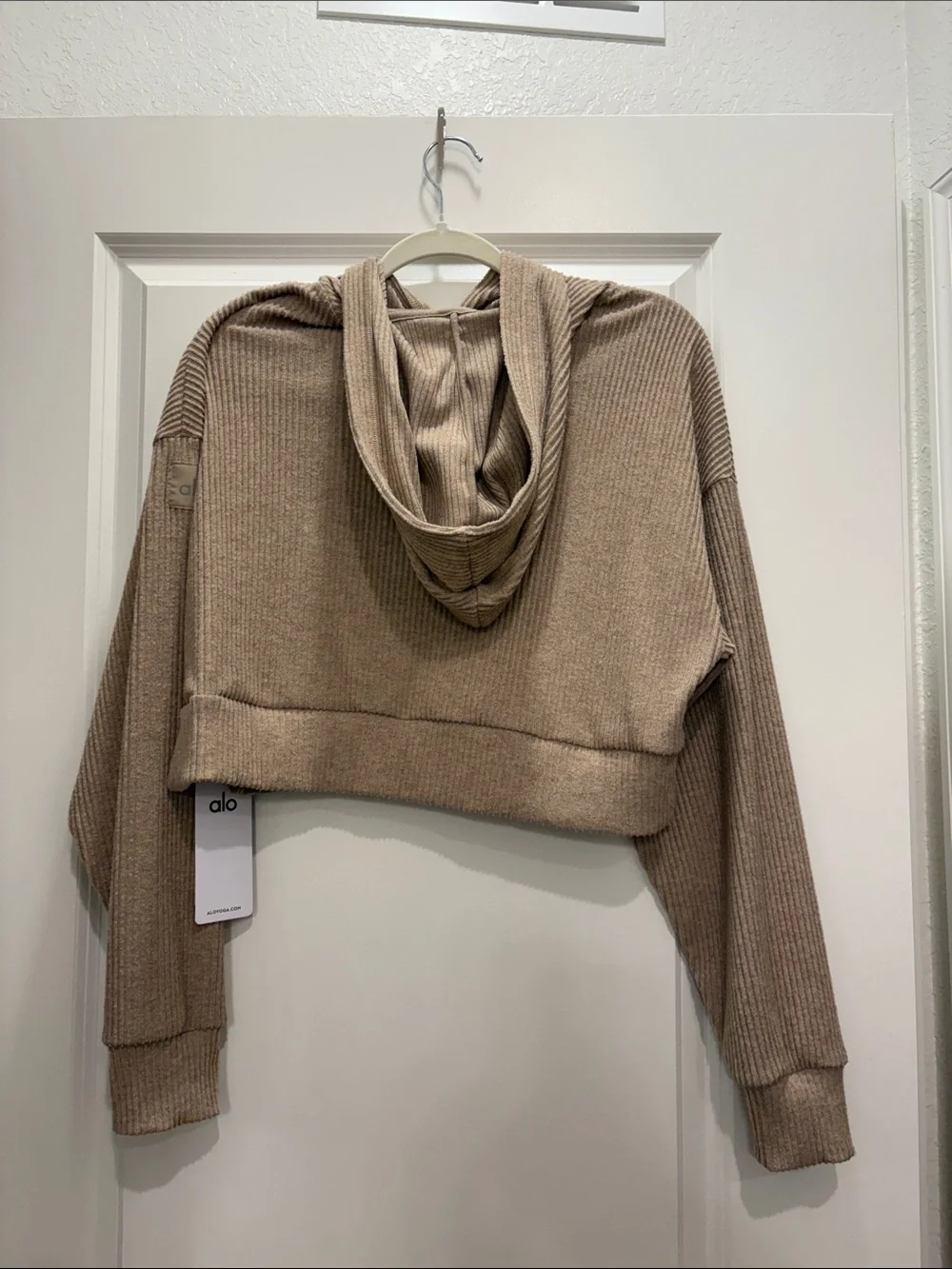 Alo Yoga Ribbed Muse Hoodie & Sweatpant Set in Gravel Heather